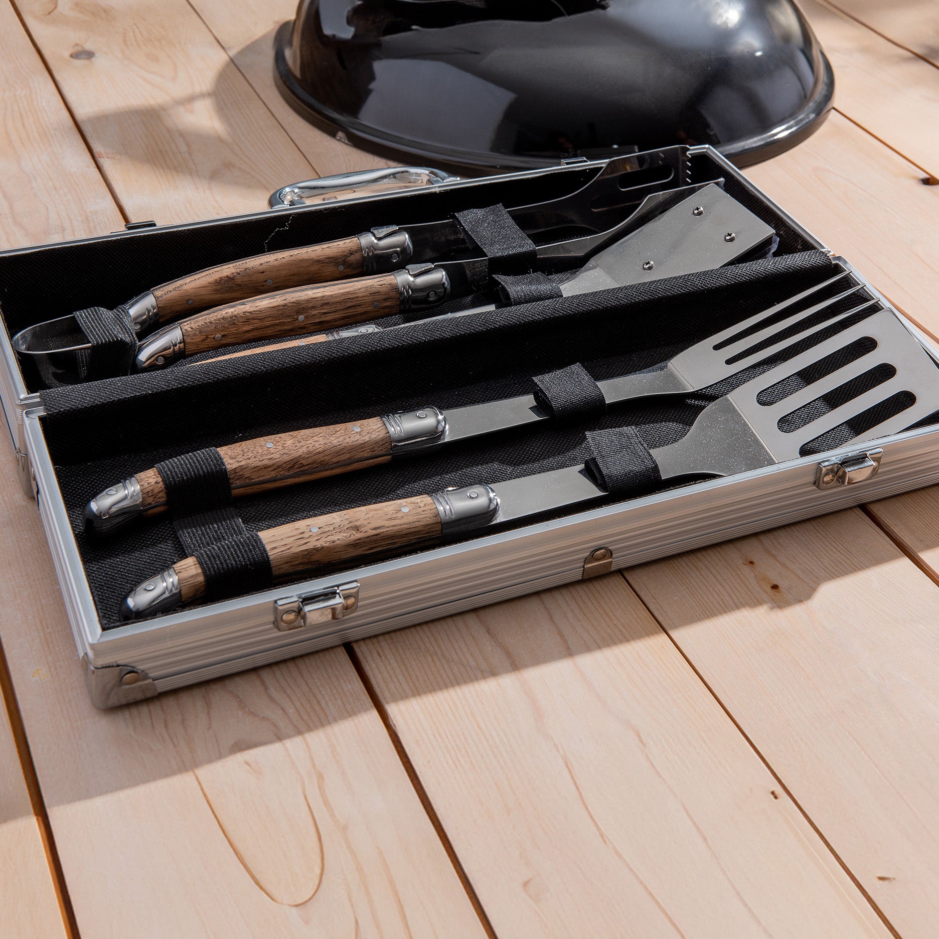 Grillbesteck 4-teilig Eiche
